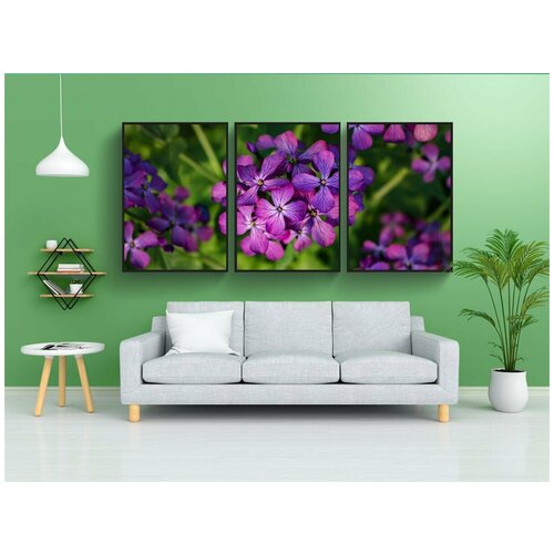 фото Набор модулных постеров для интерьера "цветы, фиолетовый, весна" 60x90 см. в тубусе, без рамки lotsprints
