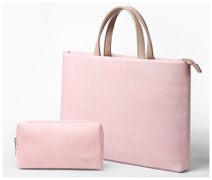 Картинки Сумка для ноутбука MyPads из эко-кожи для Acer Xiaomi Macbook + сумочка для аксессуаров, розовая (15.0 15.4" дюймов)