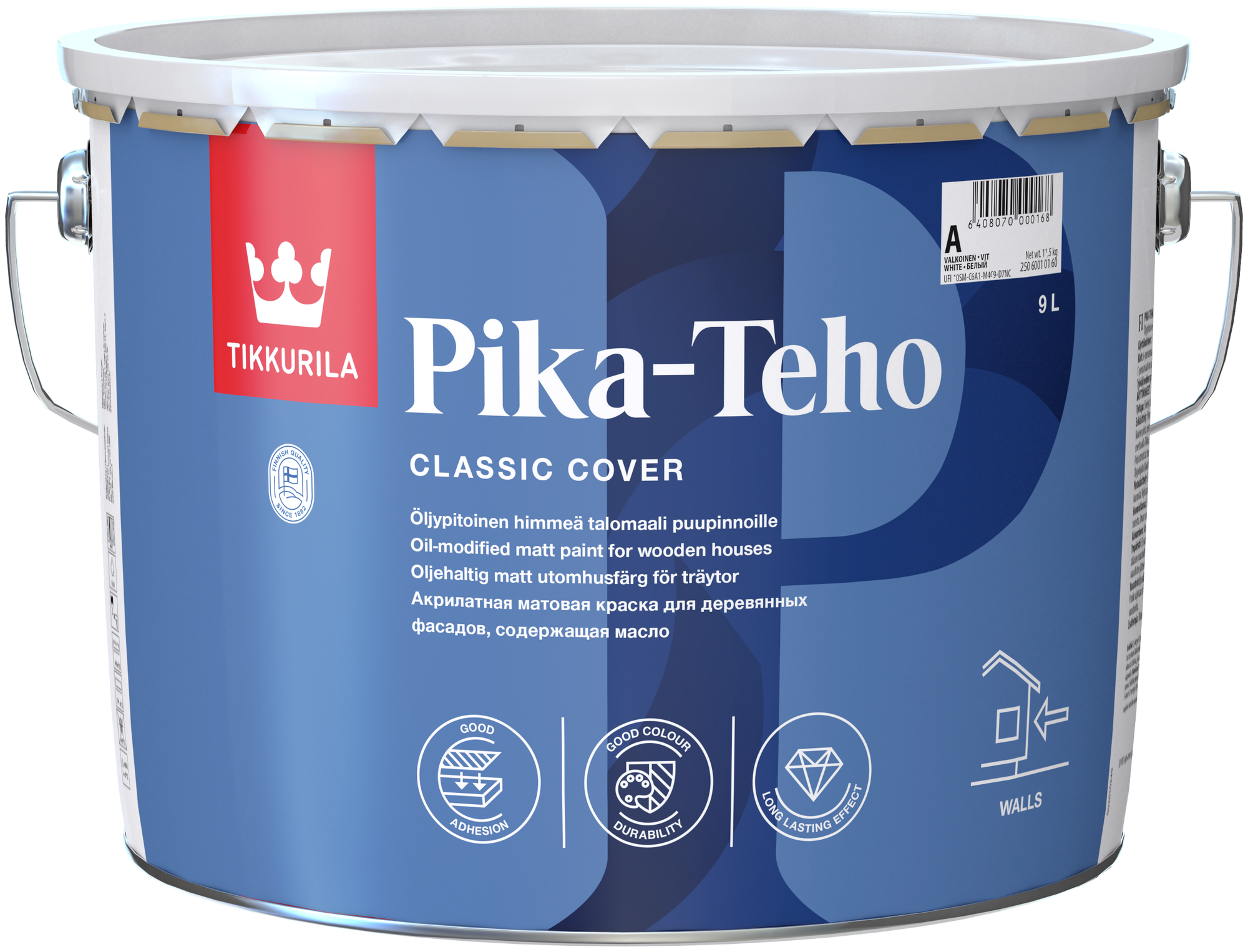 Tikkurila Pika Teho водорастворимая фасадная краска для дерева (под колеровку, матовый, база C, 9 л)