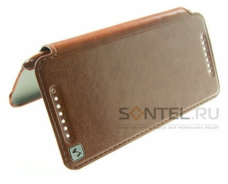 Футляр-книга боковой Hoc Crystal Leather для HTC One mini (M4) brown