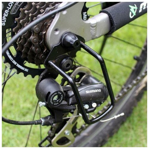 фото Защита заднего переключателя велосипеда aristo tr-2317, под гайку или эксцентрик, длина 88 мм сталь черная aristo cyclo