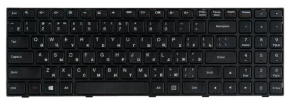 Клавиатура для ноутбука Rocknparts Lenovo IdeaPad 100, 100-15IBY, B50-10, 100-15 [5N20J30715] Black, black frame, гор. Enter