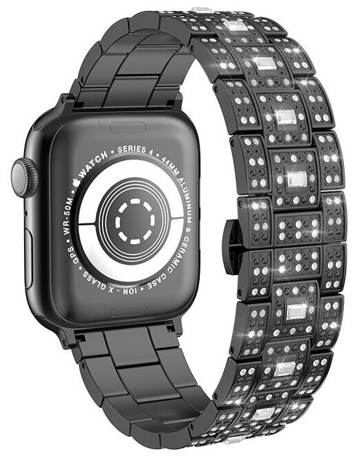 HOCO / Ремешок для Apple Watch 38/40mm starlight steel strap металлический черный со стразами WB13