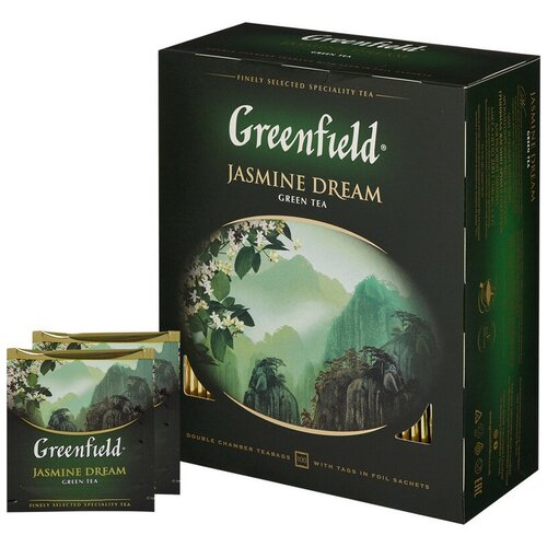 Чай Greenfield Jasmin Dream зеленый,100пак/уп 0586-09 , 3 шт.