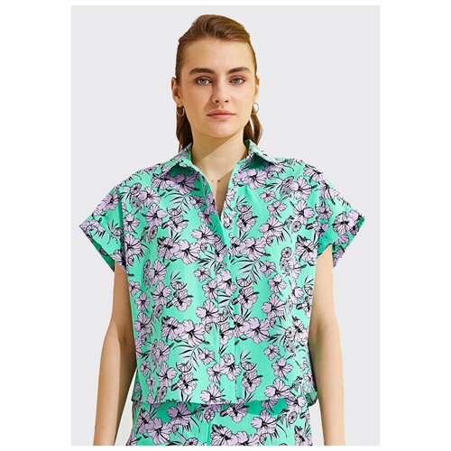 Рубашка с коротким рукавом KOTON WOMEN, 1YAK68696PW, цвет: LILA DESIGN, размер: 42