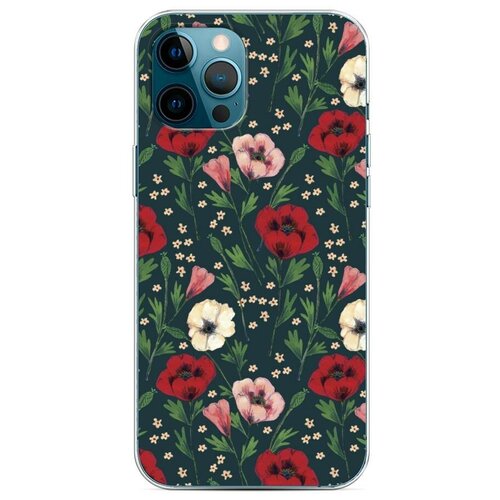 фото Силиконовый чехол "маки на темном фоне" на apple iphone 12 pro max / айфон 12 про макс case place
