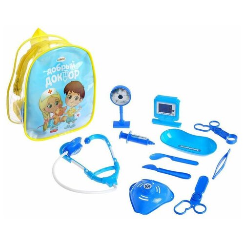 фото Набор доктора детский в рюкзаке "добрый доктор", 11 предметов, цвет синий 435026424 happy valley