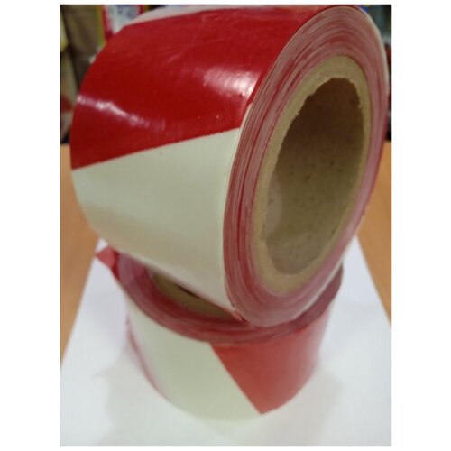 Лента сигнальная оградительная(красно- белая) 75 мм х 130 м ( 4штуки)