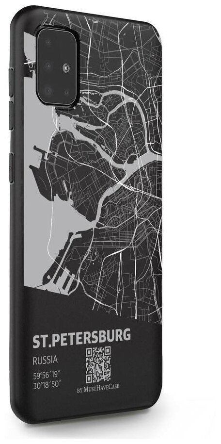 Черный силиконовый чехол MustHaveCase для Samsung Galaxy A51 Карта Санкт-Петербурга для Самсунг Галакси А51