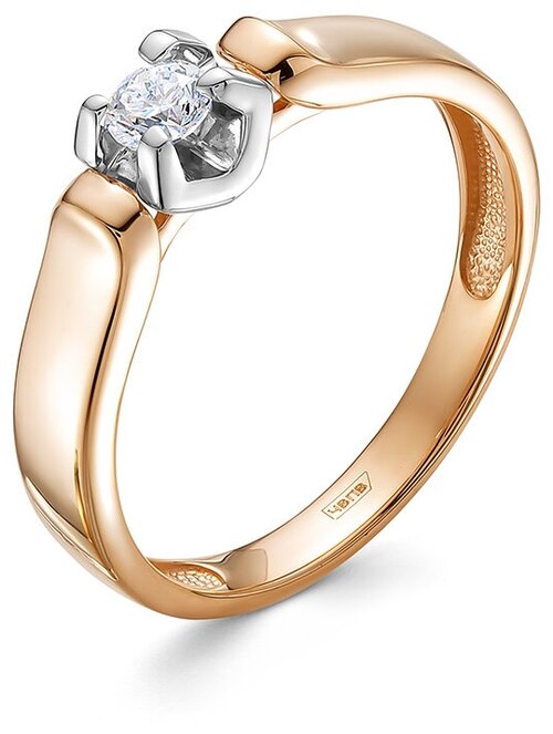 Кольцо помолвочное Vesna jewelry, красное золото, 585 проба, родирование, бриллиант, размер 17.5, бесцветный