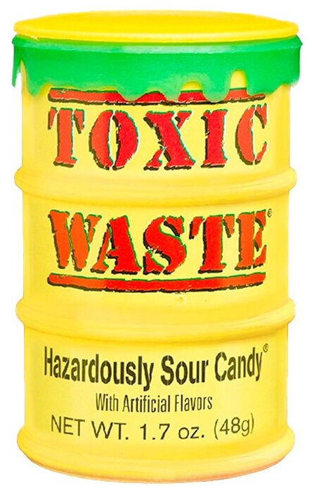 Кислые леденцы Toxic Waste Hazardously Sour Candy (желтая бочка) (США), 42 г (3 шт) - фотография № 4