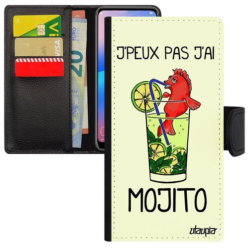 фото Дизайнерский чехол-книжка на смартфон // samsung galaxy s7 edge // "не могу - у меня мохито!" пиво крутой, utaupia, белый