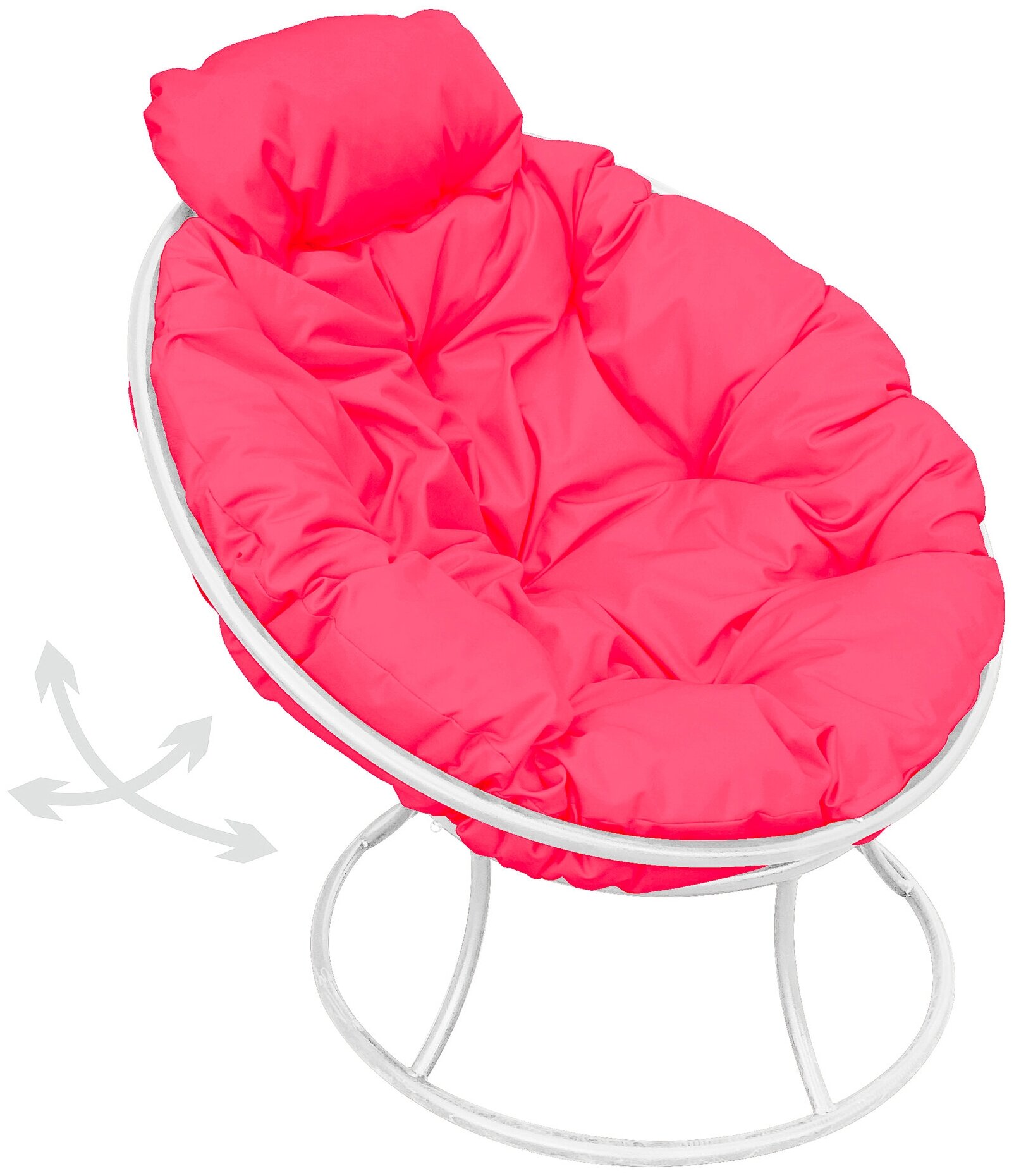 Кресло m-group папасан пружинка мини белое, розовая подушка - фотография № 1