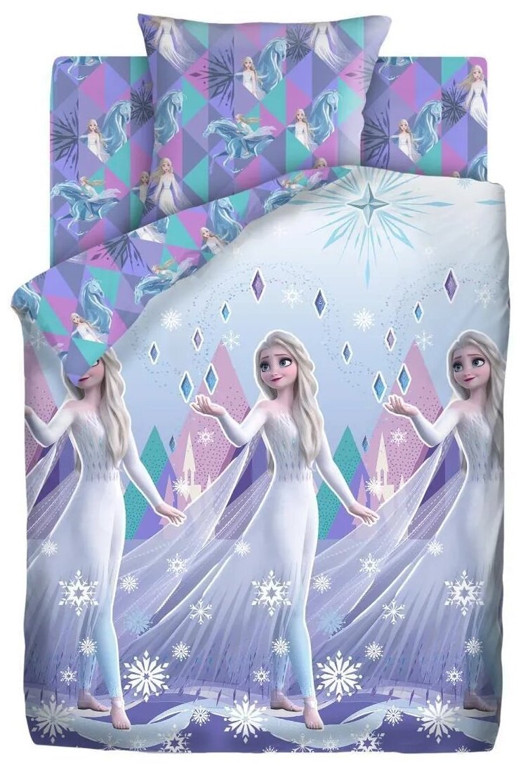 Детский комплект постельного белья серии Холодное сердце Магия Эльзы, светится в темноте (Неон) - фотография № 2
