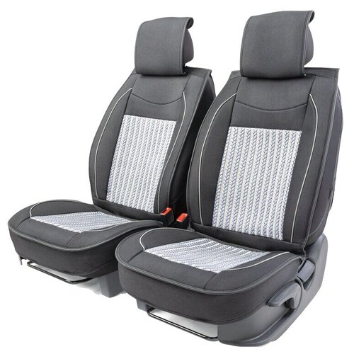 Накидки на передние сиденья Car Performance CUS-2062 BK/GY, 2 шт, алькантара, поролон 12 мм, чёрн./серый