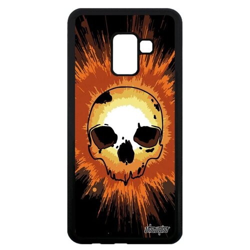фото Противоударный чехол на смартфон // galaxy a8 2018 // "череп" готичный скелет, utaupia, оранжевый