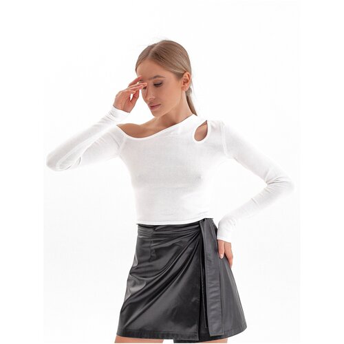 Юбка-баска из глянцевой экокожи xs черный