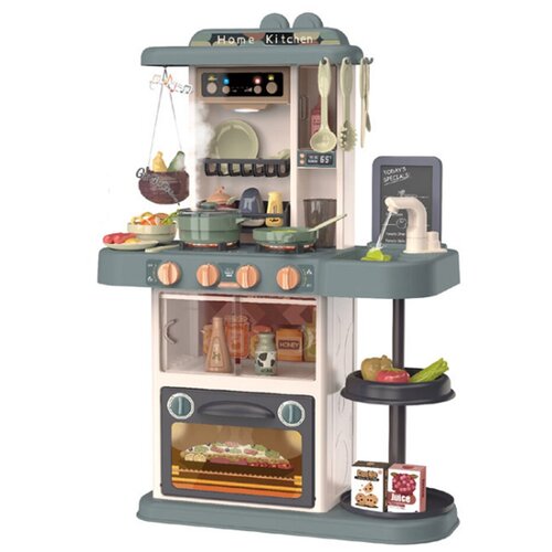 Интерактивный, многофункциональный, игрушечный кухонный гарнитур с набором посуды и продуктами, 72 см, 43 предмета, оливковый