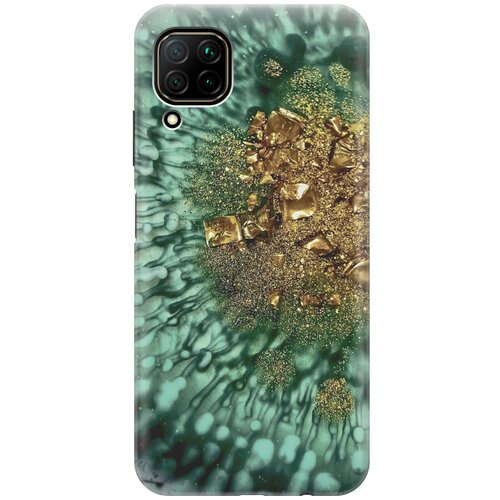 фото Силиконовый чехол на huawei p40 lite / хуавей п40 лайт с принтом "золото и изумрудные краски gosso