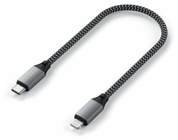 Кабель Satechi USB-C to Lightning MFI Cable (0.25м) для зарядки и передачи данных, Серый, ST-TCL10M - фото №1