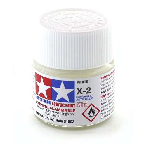 Краска акриловая X-2 White белая глянцевая 10 мл Tamiya TM-81502 530₽