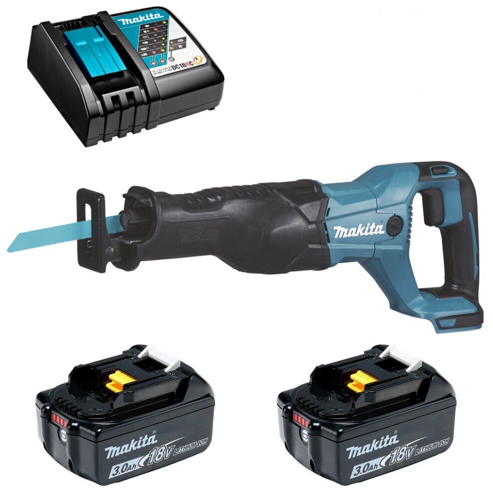 Аккумуляторная сабельная пила Makita DJR186RF2 (18V, 2x3Ah, Li-Ion)