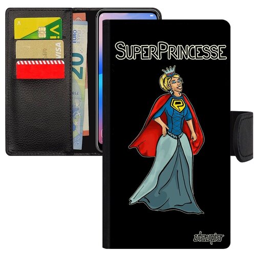 фото Противоударный чехол книжка для мобильного // iphone x // "суперпринцесса" комичный веселый, utaupia, черный