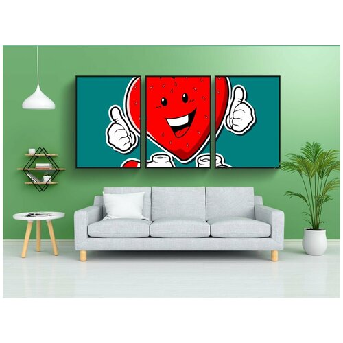 фото Набор модулных постеров для интерьера "талисман, икона, в клубнике" 60x90 см. в тубусе, без рамки lotsprints