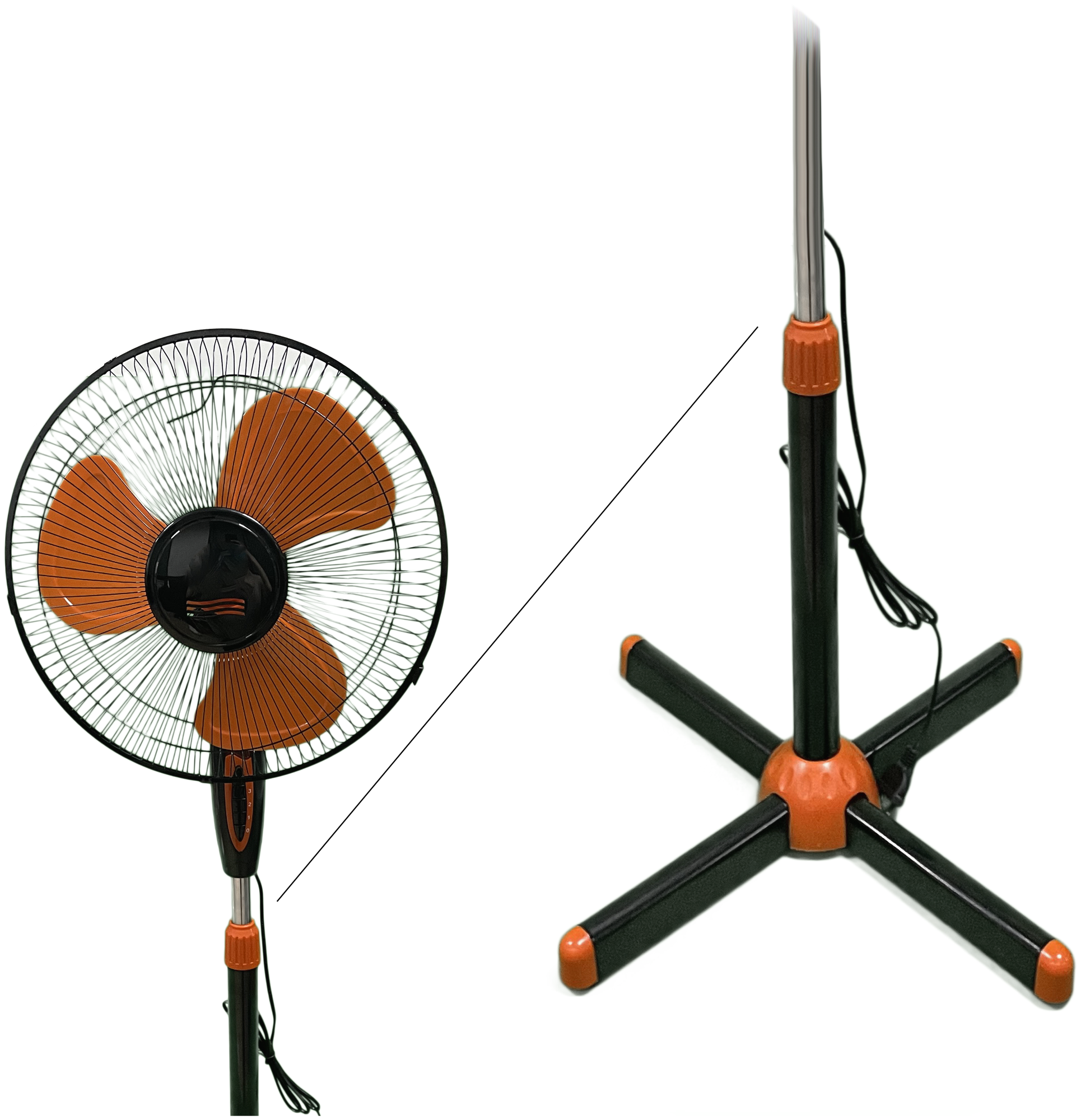 Напольный вентилятор Haifisch 3 режима 100-125 см. (Черно-оранжевый) - фотография № 2