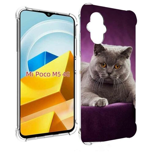 Чехол MyPads кошка британская короткая для Xiaomi Poco M5 задняя-панель-накладка-бампер