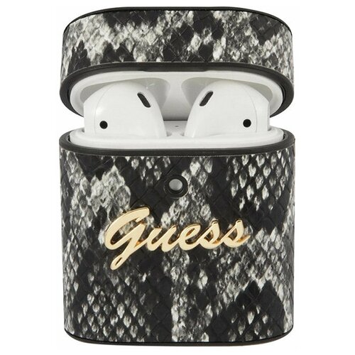 фото Guess чехол guess python pu leather case with metal logo для airpods, черный