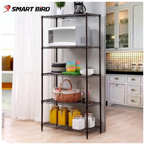 Стеллаж с пятью сетчатыми полками Smart Bird HOM 9035-5BK