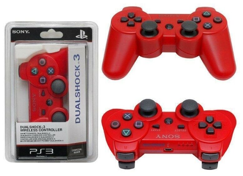 Беспроводной джойстик для PS3 (Bluetooth) красный