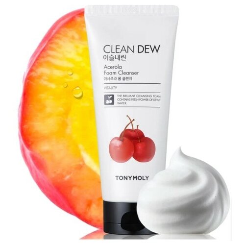 Пенка для умывания TONY MOLY Clean Dew Acerola Foam Cleanser, 180 мл пенка для умывания tony moly clean dew blueberry foam cleanser 180 мл