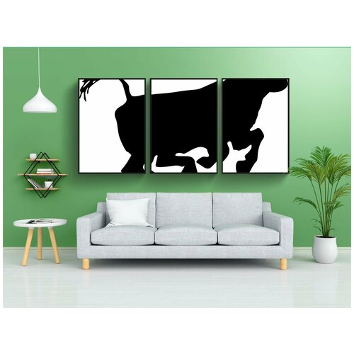 фото Набор модулных постеров для интерьера "корова, крупный рогатый скот, животное" 60x90 см. в тубусе, без рамки lotsprints