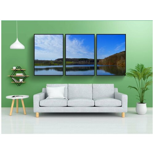 фото Набор модулных постеров для интерьера "бесплатно задерживаться озеро, бесплатно линген, эйфель" 60x90 см. в тубусе, без рамки lotsprints