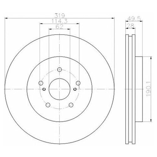 фото Тормозной диск hella 8dd 355 114-981 для lexus rx; toyota harrier