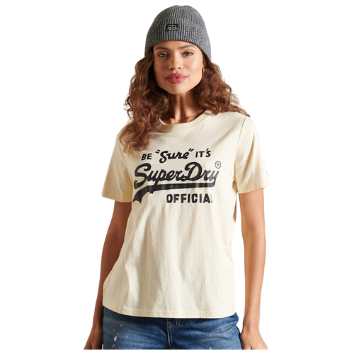 Базовая футболка с принтом, SuperDry, артикул: W1010701A, Цвет 18C Oatmeal, Размер 12