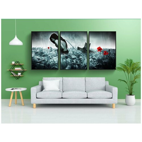 фото Набор модулных постеров для интерьера "женщина, красивая, поле" 60x90 см. в тубусе, без рамки lotsprints