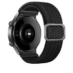 Плетеный нейлоновый тканевый ремешок для часов Samsung Galaxy Watch 3 45 мм/huawei watch GT2 46 мм/Gear S3, Amazfit GTR 47 мм . Черный. 22 мм. - изображение