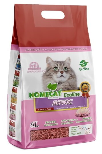 Комкующийся наполнитель Homecat Эколайн Лотос, 6л, 1 шт.