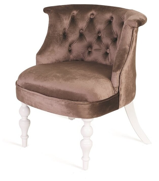 Деревянное кресло Бархат коричневое с белыми ножками