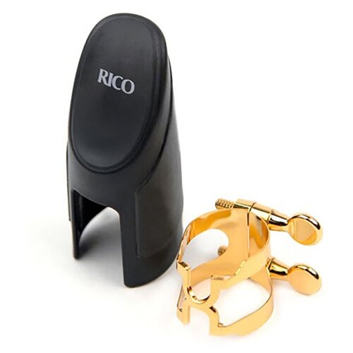 Лигатура для кларнета Rico H-Ligature Bb металлическая с колпачком, золотая лакировка лигатура колпачок rico rbs1n