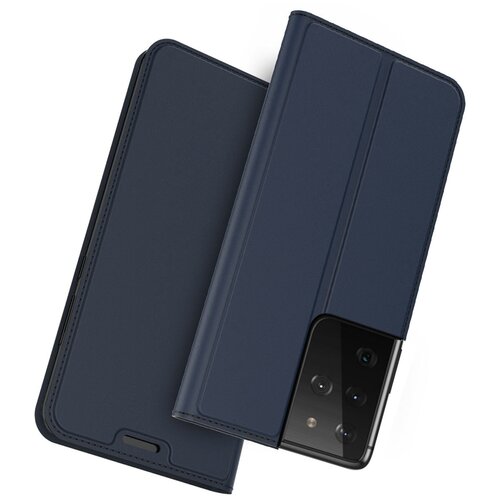 фото Чехол-книжка mypads для samsung galaxy s21 ultra водоотталкивающий с мульти-подставкой на жесткой металлической основе синий