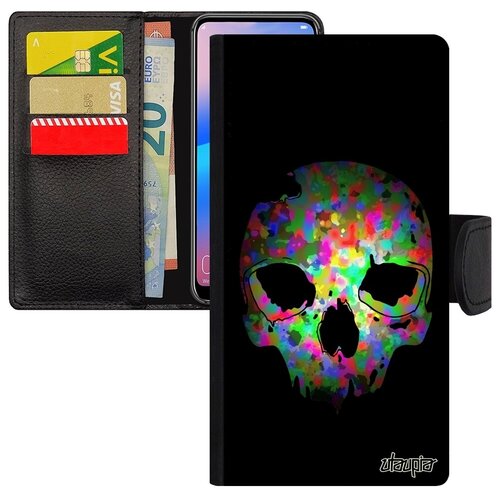 фото Противоударный чехол- книжка на смартфон // galaxy a5 2017 // "череп" пират мертвец, utaupia, черный