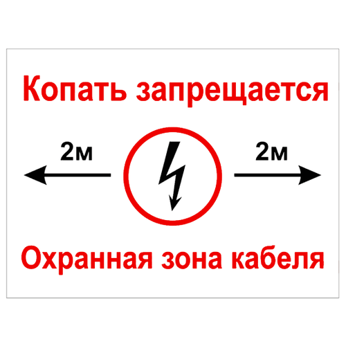 Копать запрещается. Охранная зона кабеля. 200х300 мм