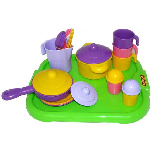 фото Полесье набор детской посуды "настенька" с подносом на 3 персоны