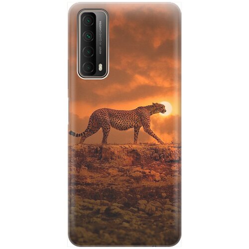 фото Силиконовый чехол на huawei p smart (2021) / хуавей п смарт (2021) с принтом "закатный гепард" gosso