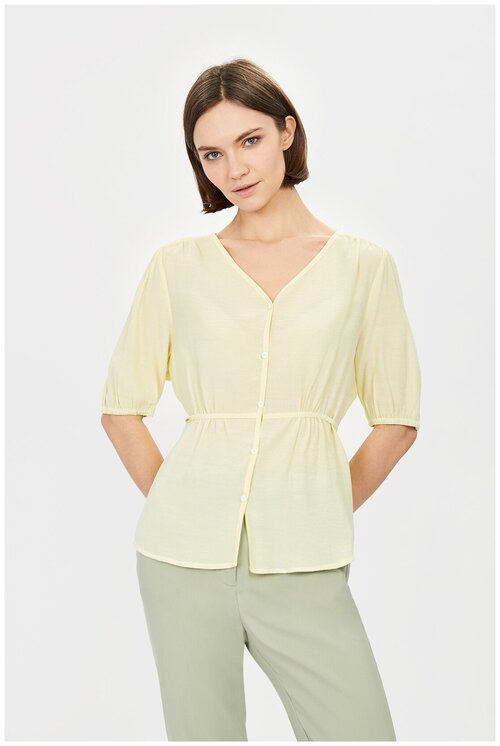 Блуза  Baon, короткий рукав, однотонная, размер 52, желтый