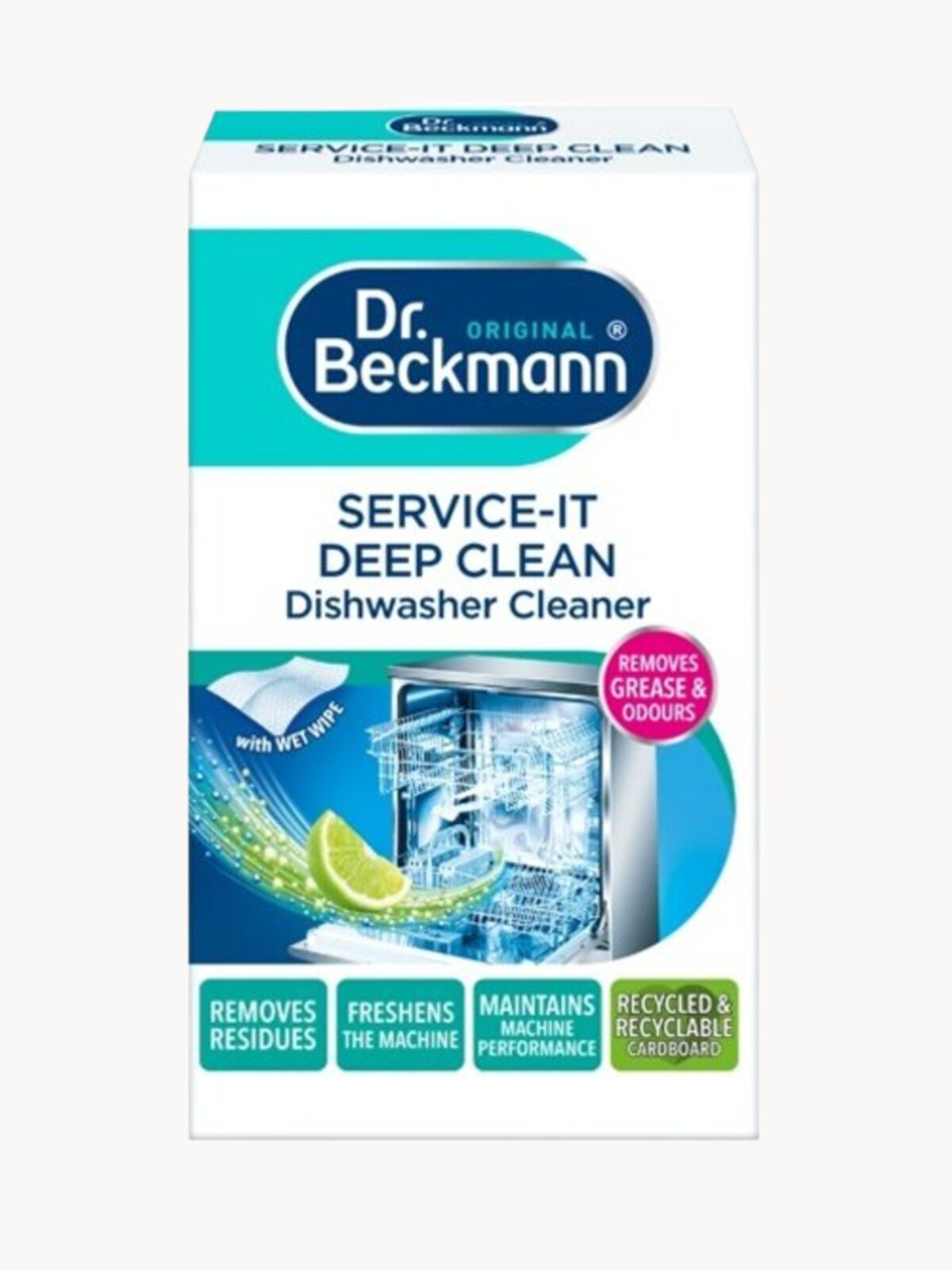 Очиститель для посудомоечных машин Dr.beckmann Dr. Beckmann Доктор Бекманн гигиенический, 75 г, с салфеткой